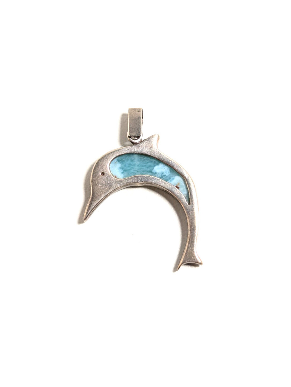 Fashion Sterling Silver 925 Dolphin Blue Inlay Ocean Marine Charm Pendant 4.09g